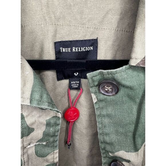 True Religion Military Jacket Camo Peacock Design green black size x small - Picture 4 of 7